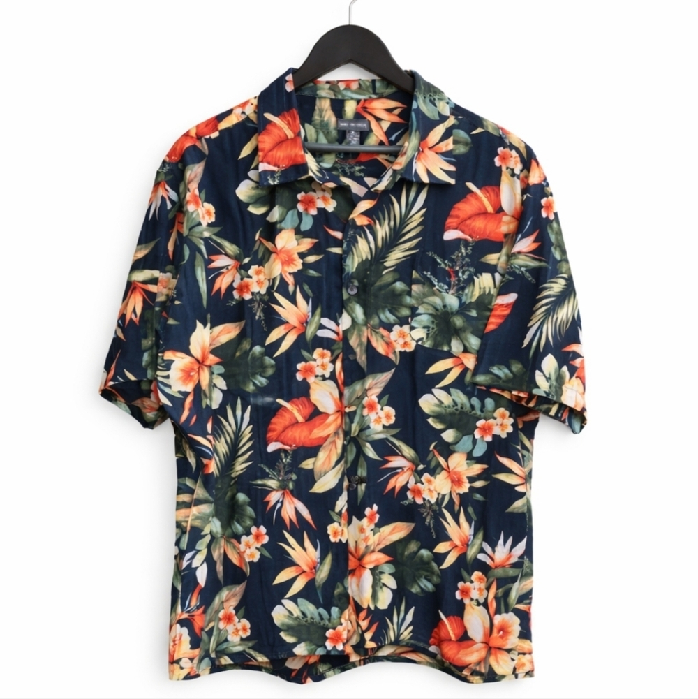 Van Heusen Hawaiian Mens Button Down Shirt Sz XXL 18-18.5